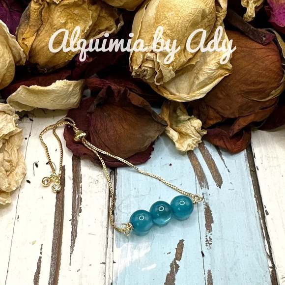 Cat’s eye  in blue gold rope chain  adjustable friendship bracelet - Picture 2 of 6